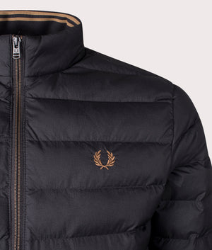 Fred Perry Insulated Jacket in Black at EQVVS. Detail Shot.