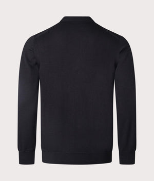 Fred Perry Long Sleeve Knitted Polo Shirt in Black at EQVVS Menswear Back Shot