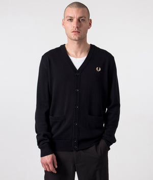 Classic-Cardigan-Black-Fred-Perry-EQVVS-Front-Image