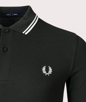 Long Sleeve Twin Tipped Polo Shirt- Fred Perry- Night Green- EQVVS- Detail-Image