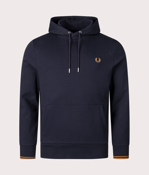 Twin Tipped Hoodie in Navy by Fred Perry. EQVVS Shot. 