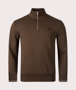 Quarter Zip Sweatshirt-Q21 Burnt Tobacco-Fred Perry-EQVVS-Front-Image