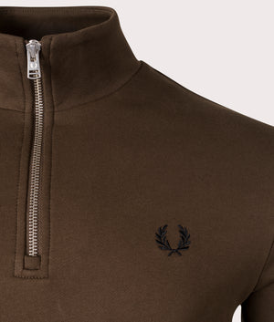 Quarter Zip Sweatshirt-Q21 Burnt Tobacco-Fred Perry-EQVVS-Detail-Image