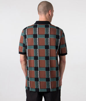 Glitch-Tartan-Polo-Shirt-S54-Whisky-Brown-Fred-Perry-EQVVS-Back-Image