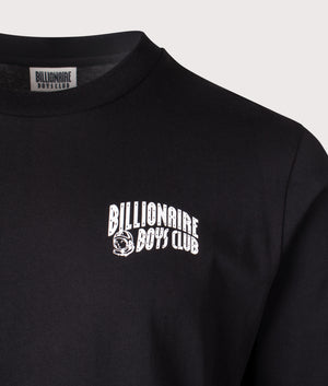 Billionaire Boy's Club Small Arch Logo Long Sleeve T-Shirt in Black. Shot at EQVVS. Detail shot. 