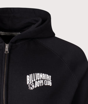 Billionaire Boy's Club Small Arch Zip Through Hoodie in Black. Shot at EQVVS.  Detail shot. 