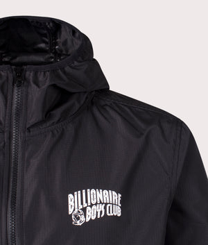 Small Arch Logo Windbreaker in Black by Billionaire Boys Club. EQVVS Shot.