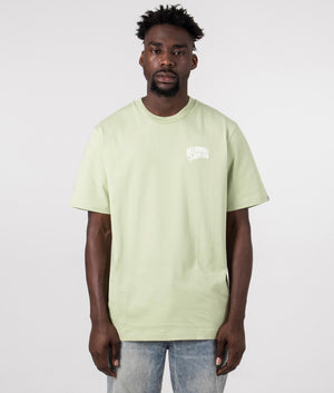 Billionaire Boy's Club Small Arch Logo T-Shirt in Green. Front angle model shot at EQVVS