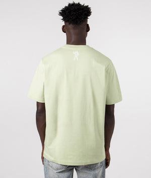 Billionaire Boy's Club Small Arch Logo T-Shirt in Green. Back angle model shot at EQVVS