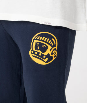 Billionaire Boy's Club Helmet Logo Joggers in Navy. Detail front angle model shot at EQVVS