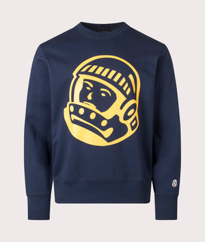 Helmet Logo Sweatshirt in Navy by Billionaire Boys Club. EQVVS Front Angle Shot.