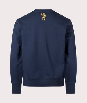 Helmet Logo Sweatshirt in Navy by Billionaire Boys Club. EQVVS Back Angle Shot.