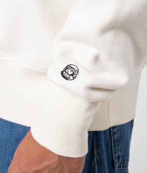 College Quarter Zip Sweatshirt in Off White by Billionaire Boys Club. EQVVS Menswear Front Detail Model Shot. 