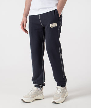 Billionaire Boy's Club Puff Small Arch Logo Contrast Joggers in Navy. Shot at EQVVS.  Angle shot. 