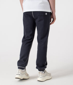 Billionaire Boy's Club Puff Small Arch Logo Contrast Joggers in Navy. Shot at EQVVS. Back shot. 