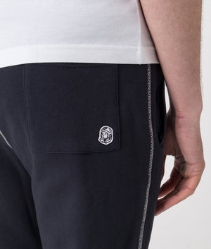 Billionaire Boy's Club Puff Small Arch Logo Contrast Joggers in Navy. Shot at EQVVS.  Detail shot. 