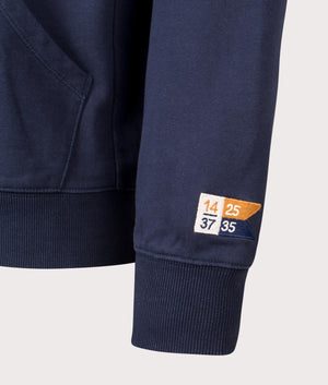 Henri-Lloyd Seaton Hoodie in Navy Blue. Shot at EQVVS. Sleeve detail shot