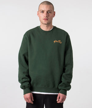 Stussy basic logo discount crewneck sweatshirt pine