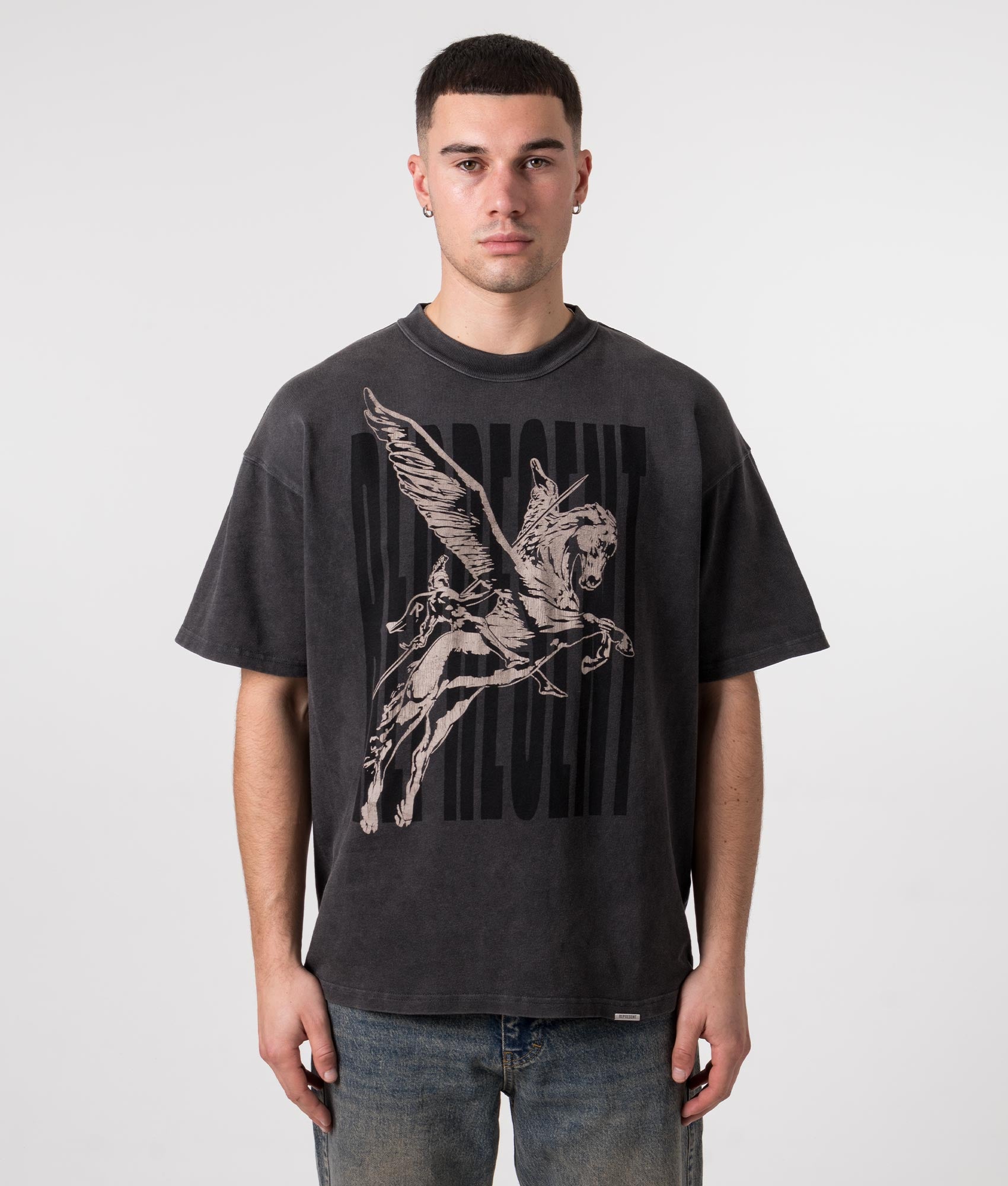 Spirits Mascot T-Shirt Aged Black Pegasus Print | REPRESENT | EQVVS