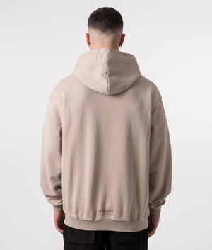 Represent Horizons Hoodie in Washed Taupe with Front Print Model Back Shot at EQVVS