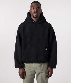 Fleece Oversized Hoodie in Black by Represent. EQVVS Model Shot. 