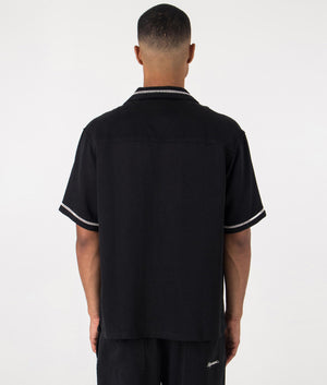 REPRESENT Relaxed Fit Resort Shirt in Jet Black. Back angle model shot at EQVVS.