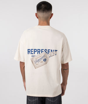 Luggage Tag T-Shirt in Antique White by Represent. EQVVS Model Shot. 