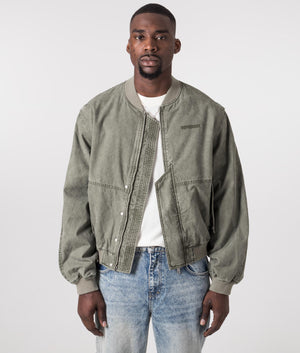 Inset Sleeve Bomber Jacket in Khaki by Represent. EQVVS Model Shot. 