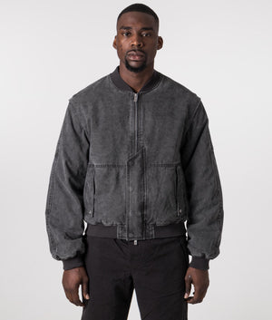 Inset Sleeve Bomber Jacket in Stained Black by Represent. EQVVS Model Shot. 