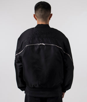 Zip Back Bomber Jacket in Jet Black by Represent. EQVVS Menswear Back Model Shot. 