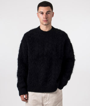 Represent, Cable Knit Jumper, jet black, Eqvvs Menswear, front shot angle