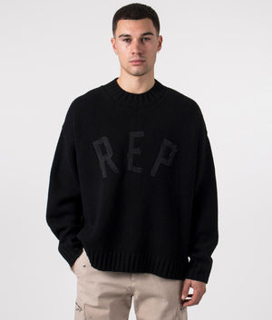 Represent, Rep Knit Jumper, black, Eqvvs Menswear, front shot angle