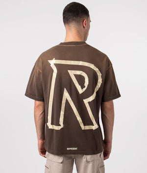 Represent, Masking Tape Initial T-Shirt, cedar, Eqvvs Menswear, back shot angle