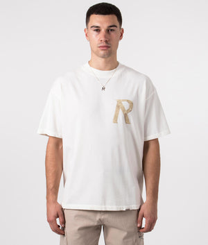 Represent, Masking Tape Initial T-Shirt, flat white, Eqvvs Menswear, front shot angle