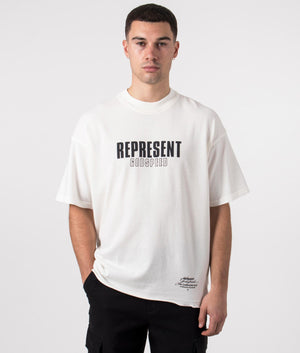 Represent, Godspeed T-Shirt, flat white, Eqvvs Menswear, front shot angle