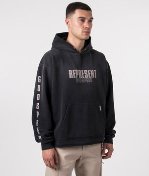 Represent, Godspeed hoodie, aged black, Eqvvs Menswear, side shot angle