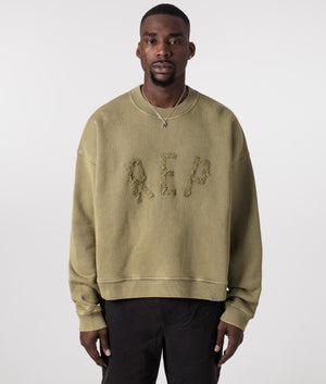 Rep Applique Sweatshirt in Fawn by Represent. EQVVS Model Front Shot. 