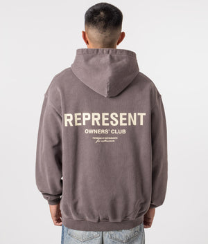 Represent Owners Club Hoodie in Fog. EQVVS Model Shot. 