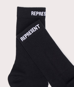 Represent, core socks, black/ optic white, Eqvvs Menswear, detailed shot angle