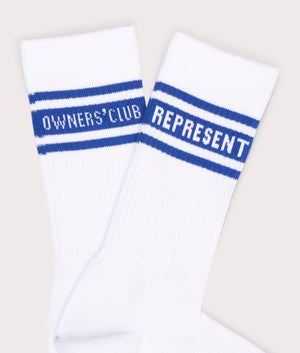 Represent, Represent Owners Club Socks, flat white/ colbalt, Eqvvs Menswear, detailed shot angle