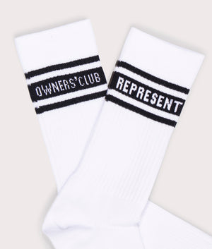 Represent, Represent Owners Club Socks, flat white/ black, Eqvvs Menswear, detailed shot angle