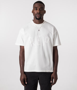 Rep Applique T-Shirt in Flat White by Represent. EQVVS Model Shot. 