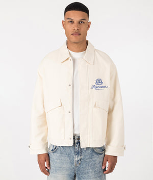 Permanent Vacation Smart Jacket in Antique White by Represent. EQVVS Model Shot. 