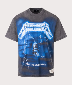 Ride the Lightning T-Shirt in Vintage Black by REPRESENT. Shot at EQVVS. Mannequin front shot. 