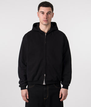 Initial Zip Through Hoodie in Black by REPRESENT. Shot at EQVVS. Front model shot. 