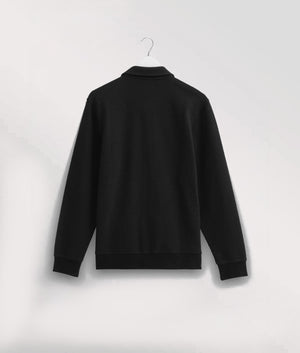 Wax London Hays Jersey Overshirt in Black. Back Hanging Shot at EQVVS.