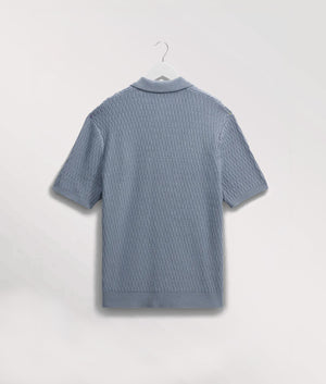 Wax London Tellaro Short Sleeve Shirtin Blue at EQVVS. Back Shot Hanging.