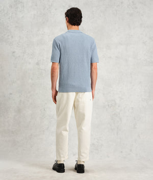 Wax London Tellaro Short Sleeve Shirtin Blue at EQVVS. Back Shot Model.