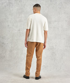 Wax London Tellaro Short Sleeve Shirt in Ecru at EQVVS. back Shot Model.