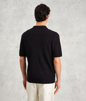 Wax London Tellaro Short Sleeve Shirt in Navy Blue at EQVVS. back Shot Model